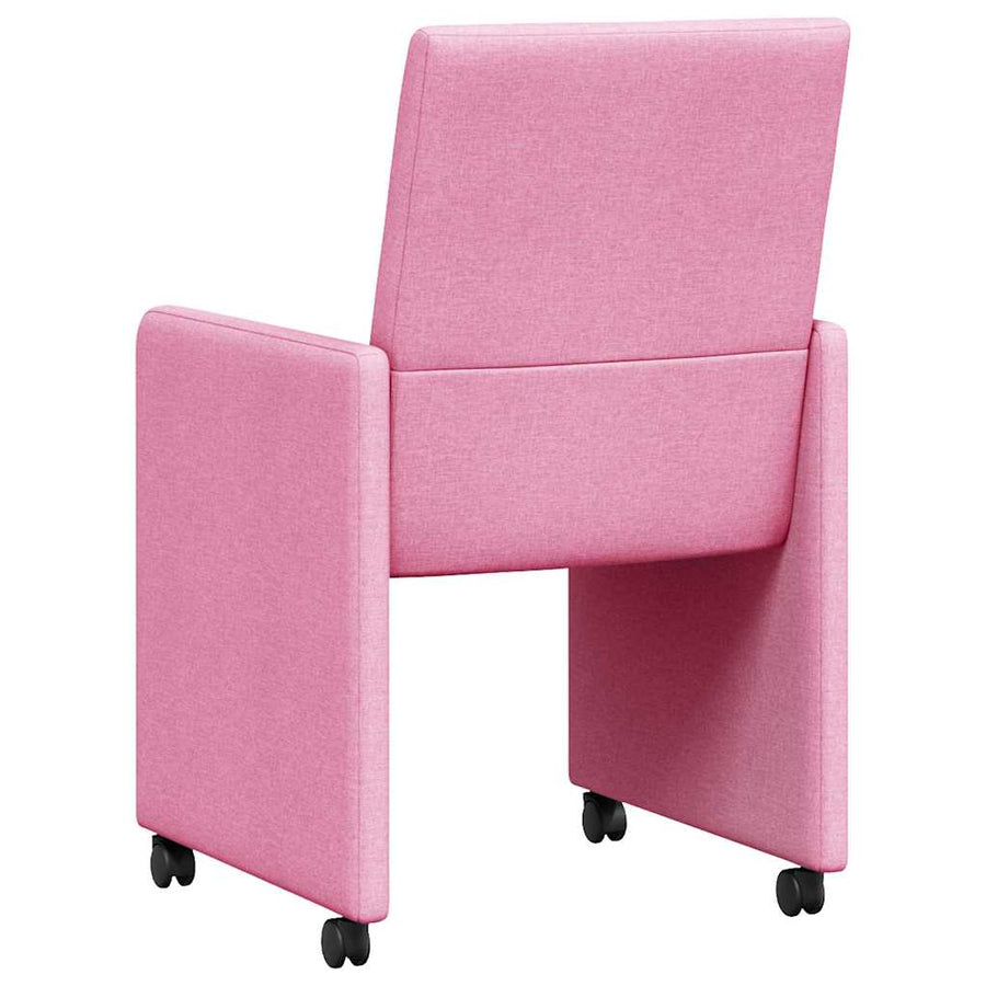 Eetstoelen met wielen 2 pcs Roze 57 x 66 x 94 cm Stof