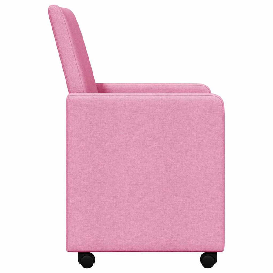 Eetstoelen met wielen 2 pcs Roze 57 x 66 x 94 cm Stof
