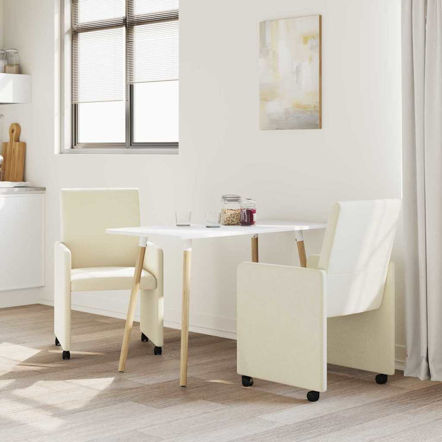 Eetstoelen met wielen 2 pcs Crème 57 x 66 x 94 cm Kunstleer