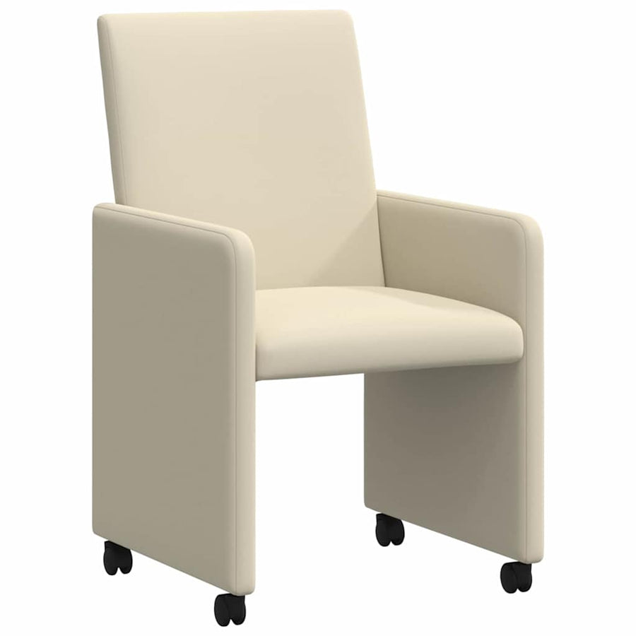 Eetstoelen met wielen 2 pcs Crème 57 x 66 x 94 cm Kunstleer