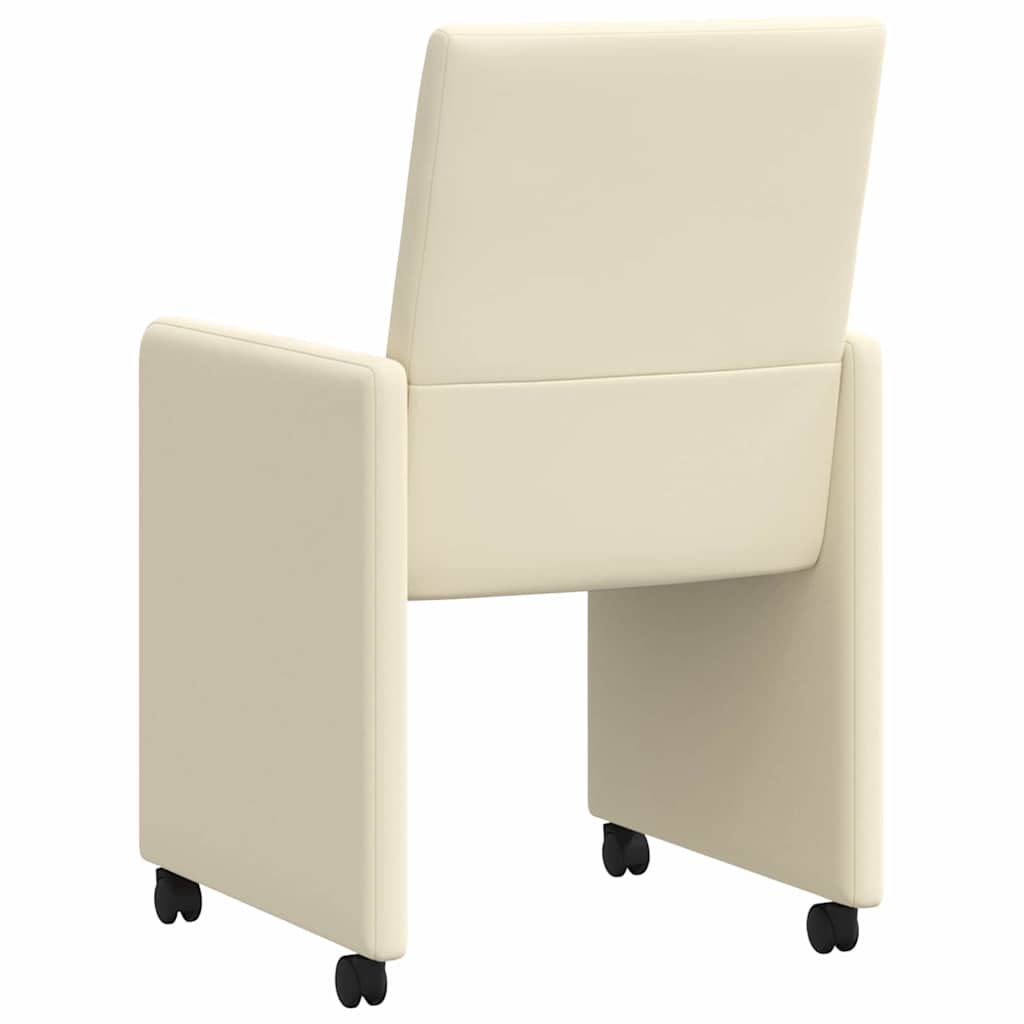Eetstoelen met wielen 2 pcs Crème 57 x 66 x 94 cm Kunstleer