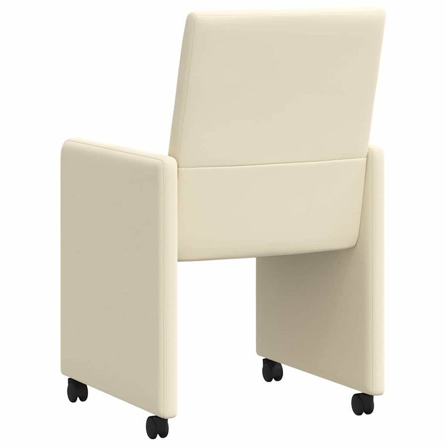 Eetstoelen met wielen 2 pcs Crème 57 x 66 x 94 cm Kunstleer