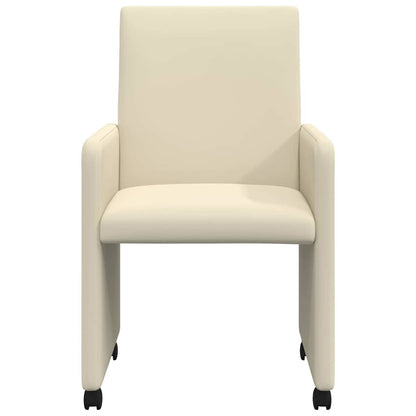 Eetstoelen met wielen 2 pcs Crème 57 x 66 x 94 cm Kunstleer