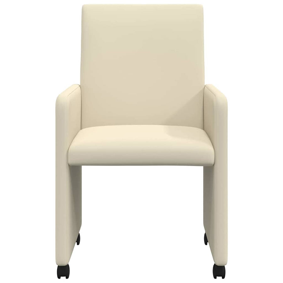 Eetstoelen met wielen 2 pcs Crème 57 x 66 x 94 cm Kunstleer