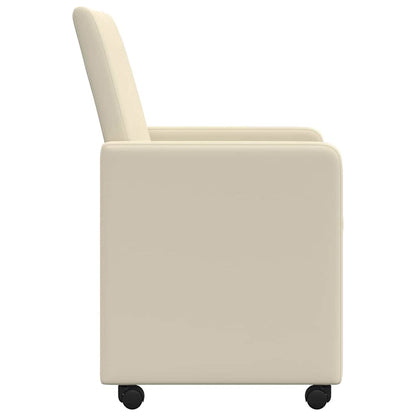 Eetstoelen met wielen 2 pcs Crème 57 x 66 x 94 cm Kunstleer