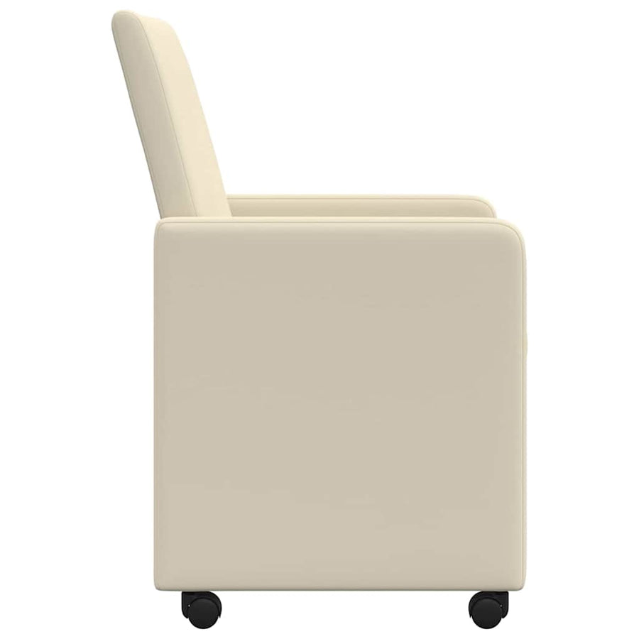 Eetstoelen met wielen 2 pcs Crème 57 x 66 x 94 cm Kunstleer