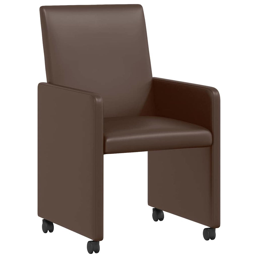 Eetstoelen met wielen 2 pcs Bruin 57 x 66 x 94 cm Kunstleer