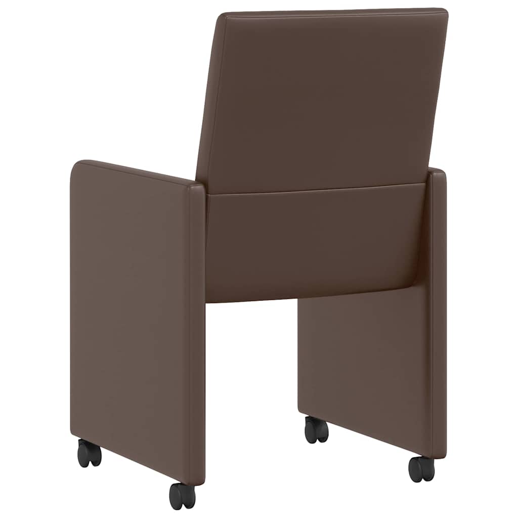 Eetstoelen met wielen 2 pcs Bruin 57 x 66 x 94 cm Kunstleer
