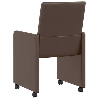 Eetstoelen met wielen 2 pcs Bruin 57 x 66 x 94 cm Kunstleer