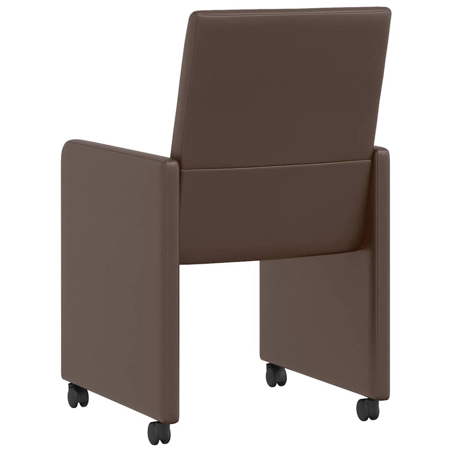 Eetstoelen met wielen 2 pcs Bruin 57 x 66 x 94 cm Kunstleer