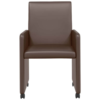 Eetstoelen met wielen 2 pcs Bruin 57 x 66 x 94 cm Kunstleer