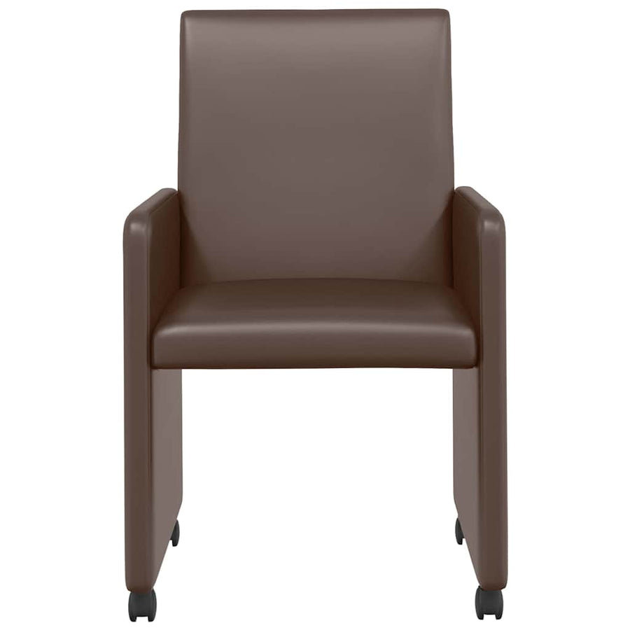 Eetstoelen met wielen 2 pcs Bruin 57 x 66 x 94 cm Kunstleer