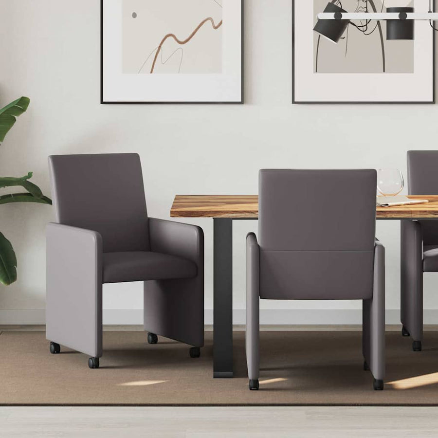 Eetstoelen met wielen 2 pcs Grijs 57 x 66 x 94 cm Kunstleer