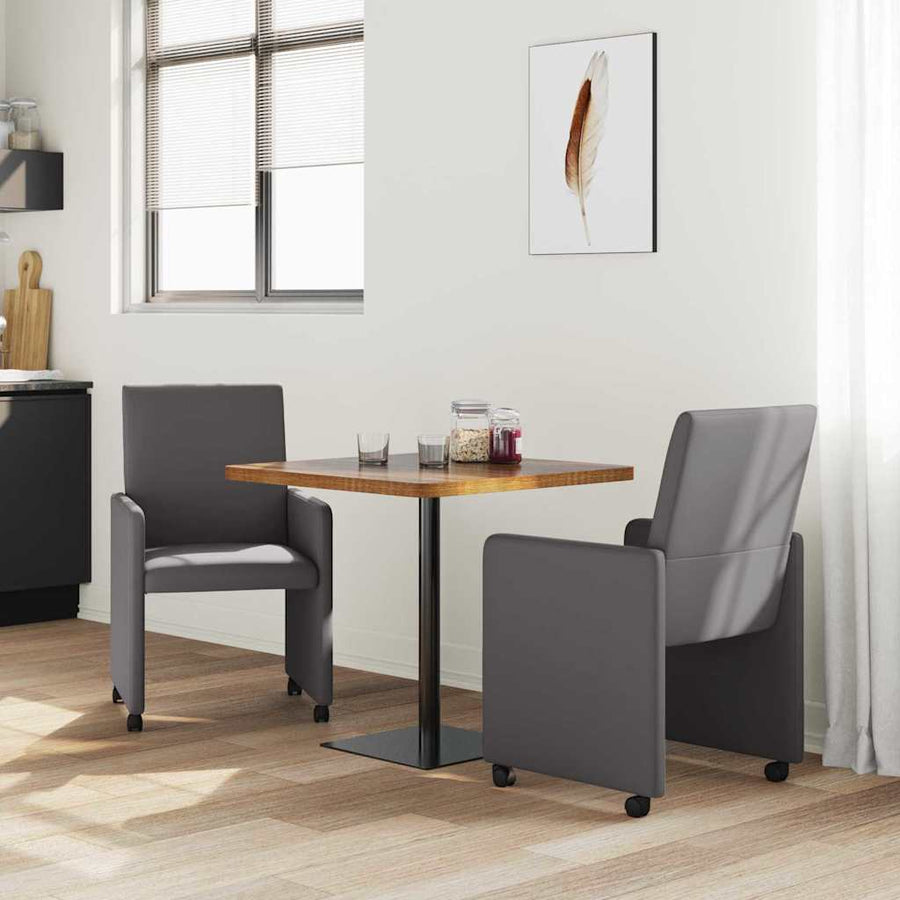 Eetstoelen met wielen 2 pcs Grijs 57 x 66 x 94 cm Kunstleer