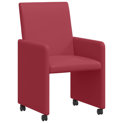Eetstoelen met wielen 2 pcs Wijnrood 57 x 66 x 94 cm Kunstleer