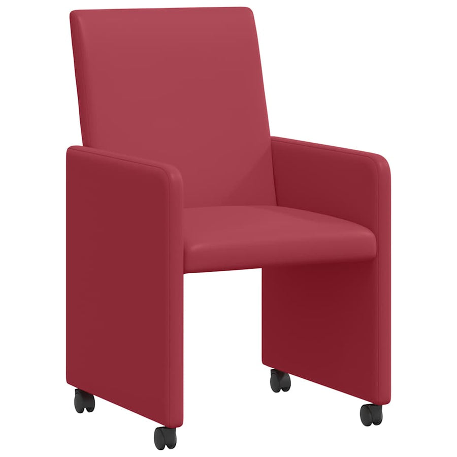 Eetstoelen met wielen 2 pcs Wijnrood 57 x 66 x 94 cm Kunstleer