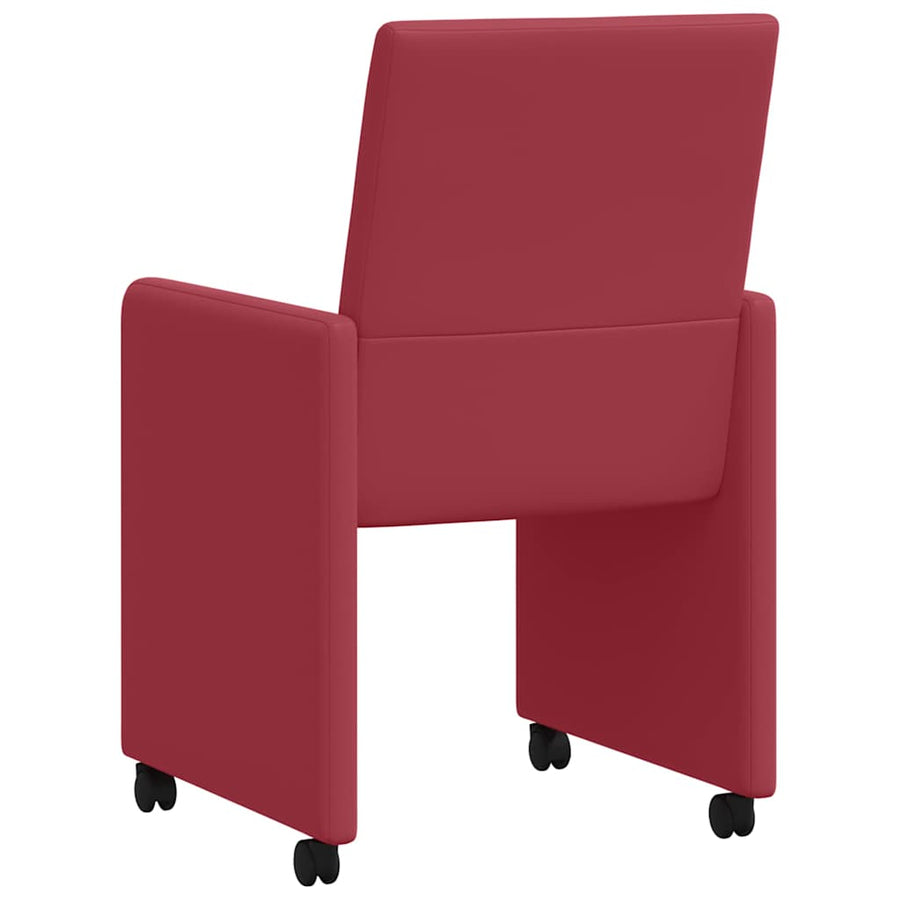 Eetstoelen met wielen 2 pcs Wijnrood 57 x 66 x 94 cm Kunstleer