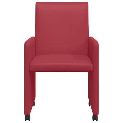 Eetstoelen met wielen 2 pcs Wijnrood 57 x 66 x 94 cm Kunstleer
