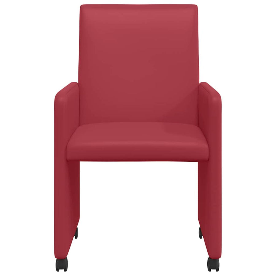 Eetstoelen met wielen 2 pcs Wijnrood 57 x 66 x 94 cm Kunstleer