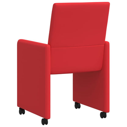 Eetstoelen met wielen 2 pcs Rood 57 x 66 x 94 cm Kunstleer