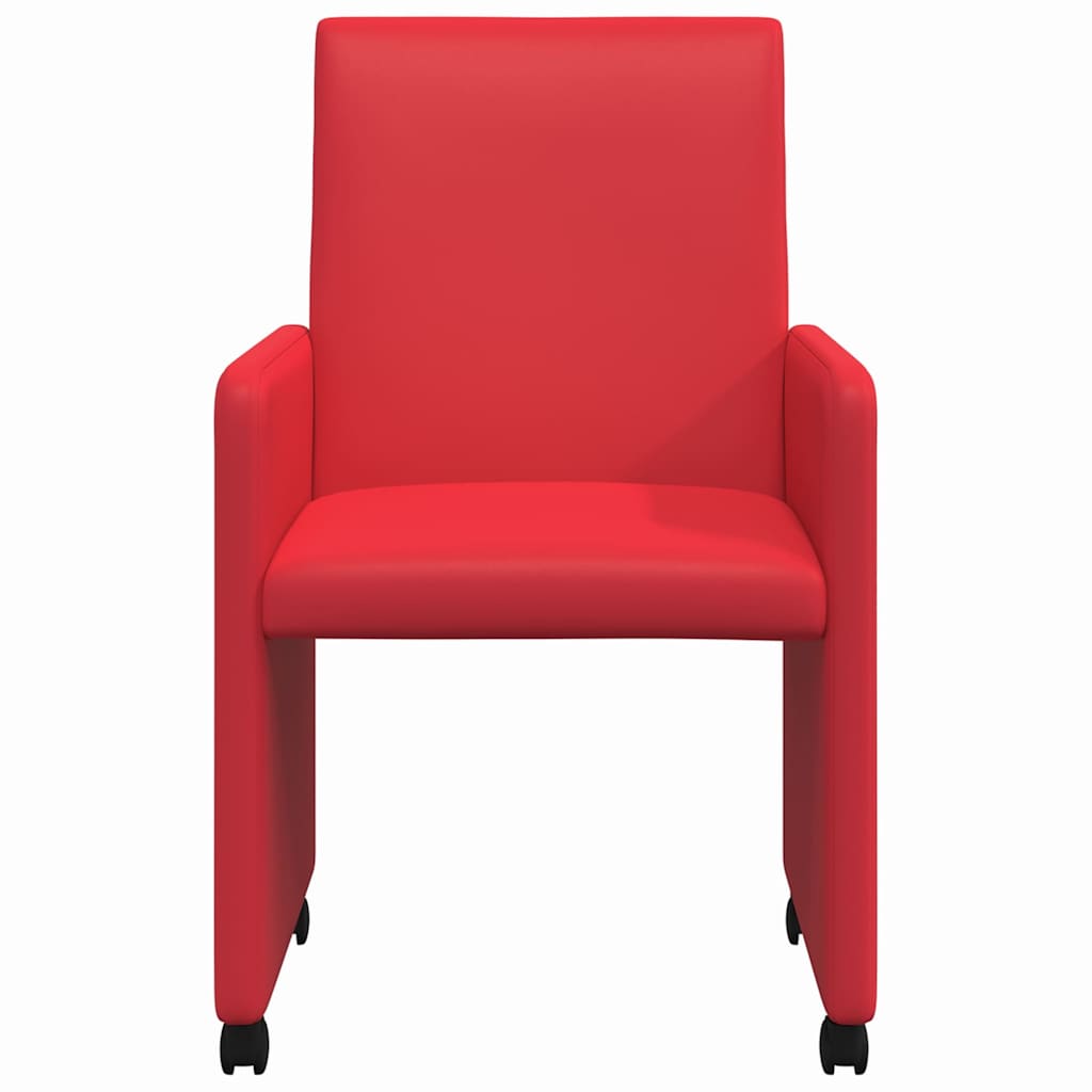 Eetstoelen met wielen 2 pcs Rood 57 x 66 x 94 cm Kunstleer