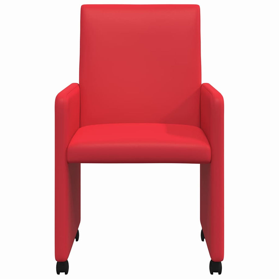 Eetstoelen met wielen 2 pcs Rood 57 x 66 x 94 cm Kunstleer