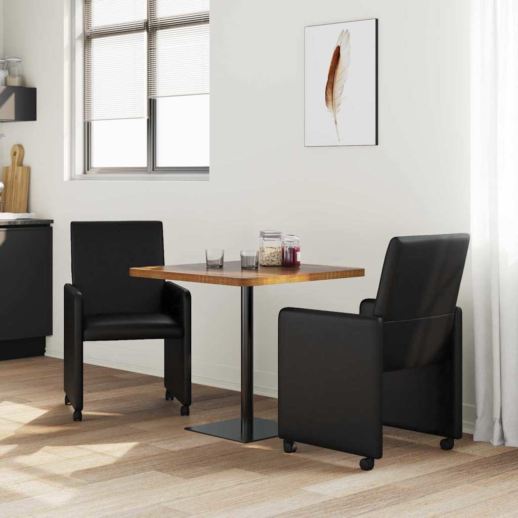 Eetstoelen met wielen 2 pcs Zwart 57 x 66 x 94 cm Kunstleer