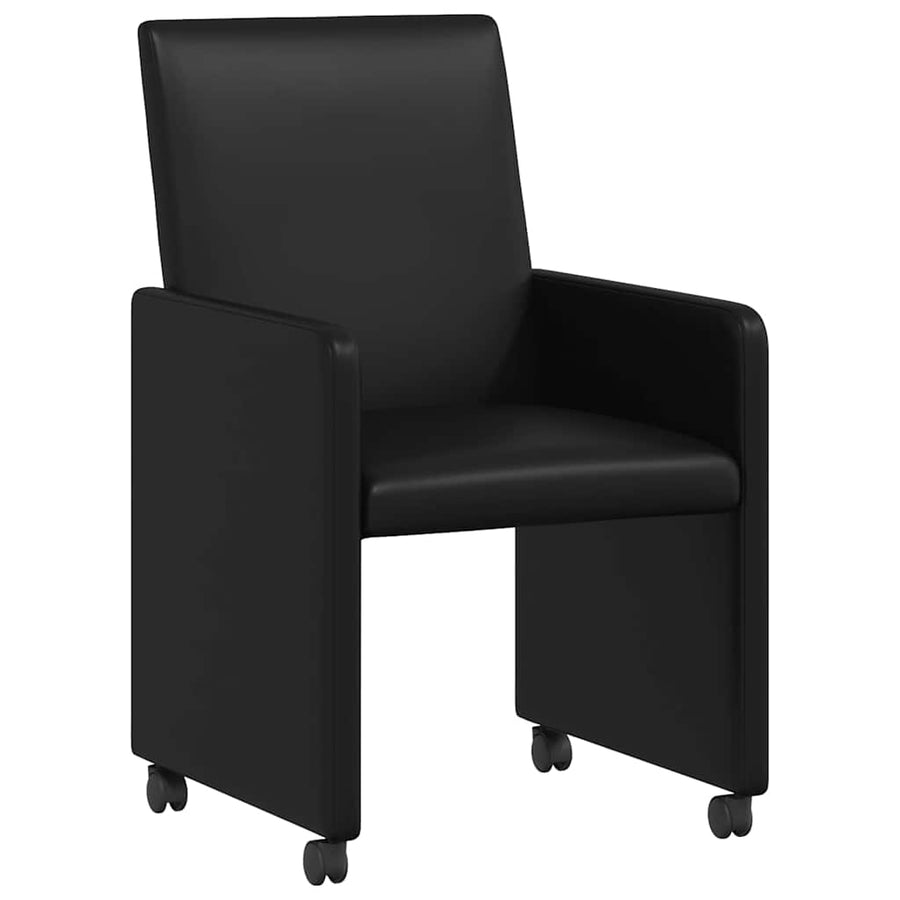 Eetstoelen met wielen 2 pcs Zwart 57 x 66 x 94 cm Kunstleer