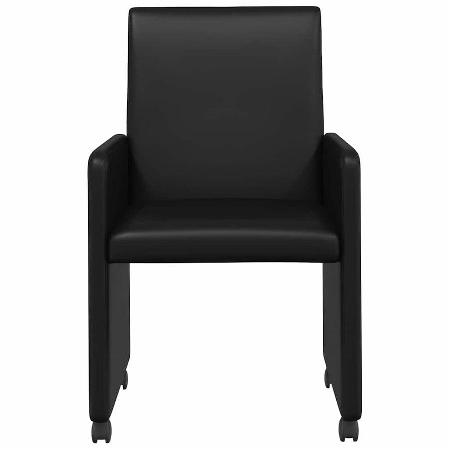 Eetstoelen met wielen 2 pcs Zwart 57 x 66 x 94 cm Kunstleer