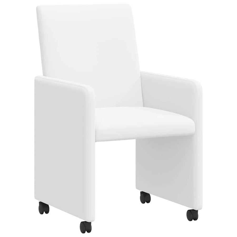 Eetstoelen met wielen 2 pcs Wit 57 x 66 x 94 cm Kunstleer