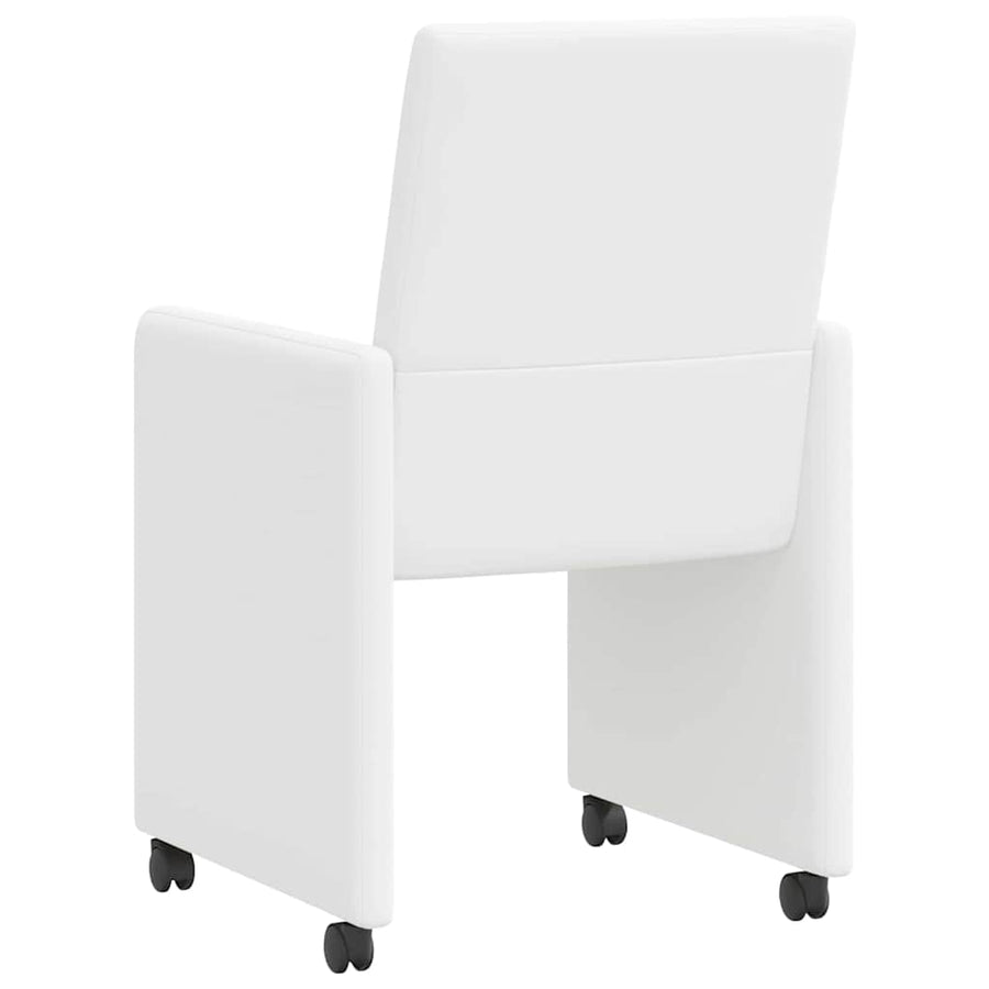 Eetstoelen met wielen 2 pcs Wit 57 x 66 x 94 cm Kunstleer