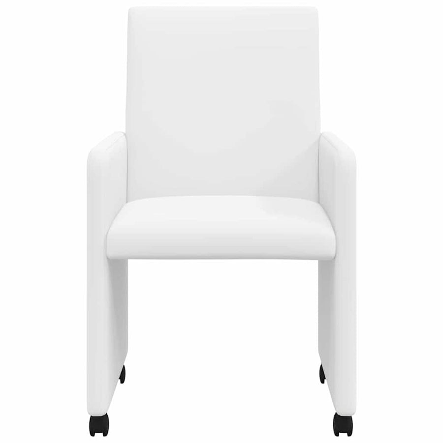 Eetstoelen met wielen 2 pcs Wit 57 x 66 x 94 cm Kunstleer