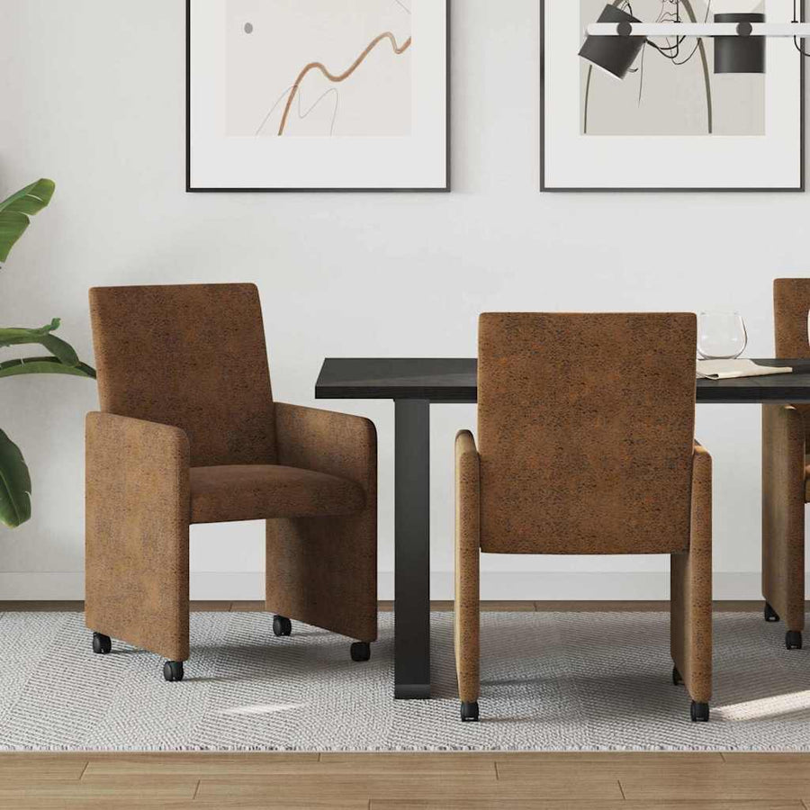 Eetstoelen 2 pcs Bruin 57 x 66 x 94 cm Faux suede leer