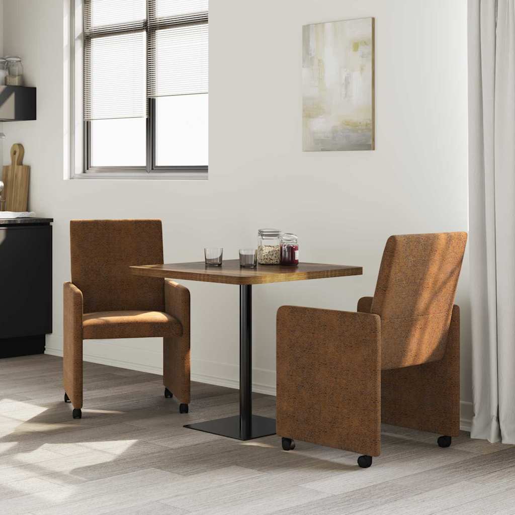Eetstoelen 2 pcs Bruin 57 x 66 x 94 cm Faux suede leer