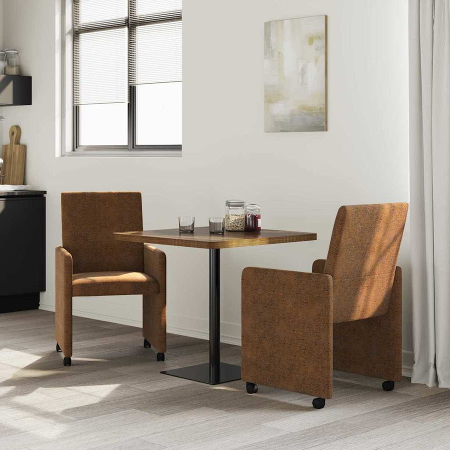 Eetstoelen 2 pcs Bruin 57 x 66 x 94 cm Faux suede leer
