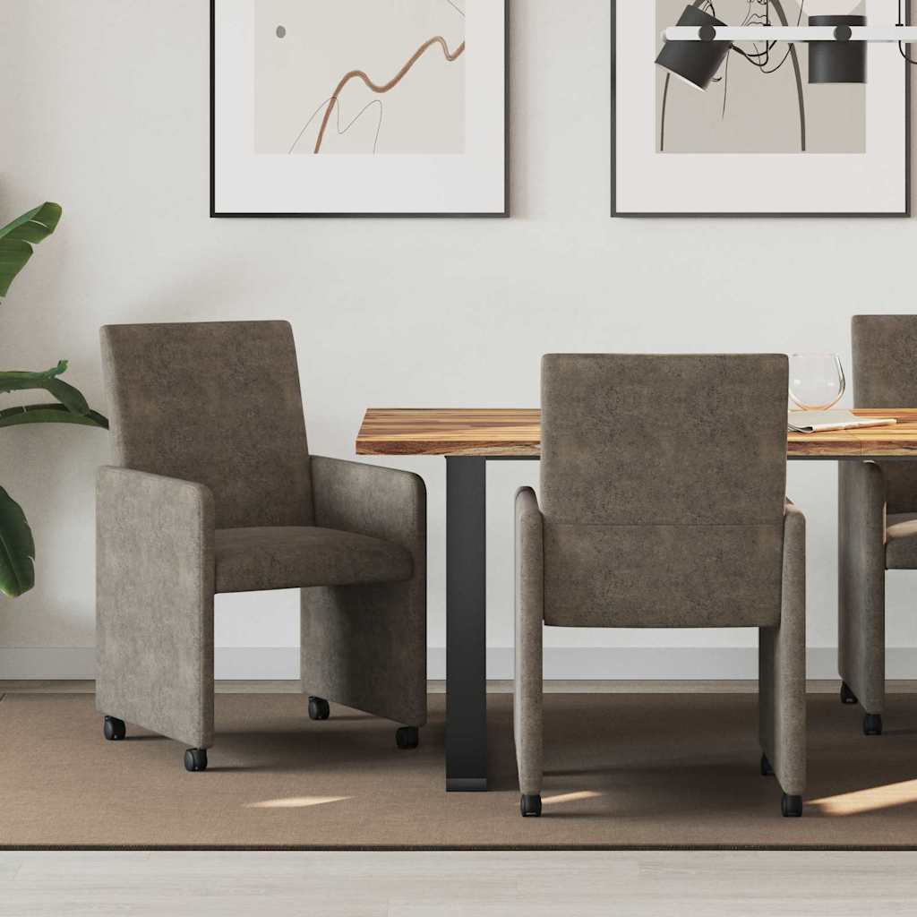 Eetstoelen 2 pcs Donkergrijs 57 x 66 x 94 cm Faux suede leer