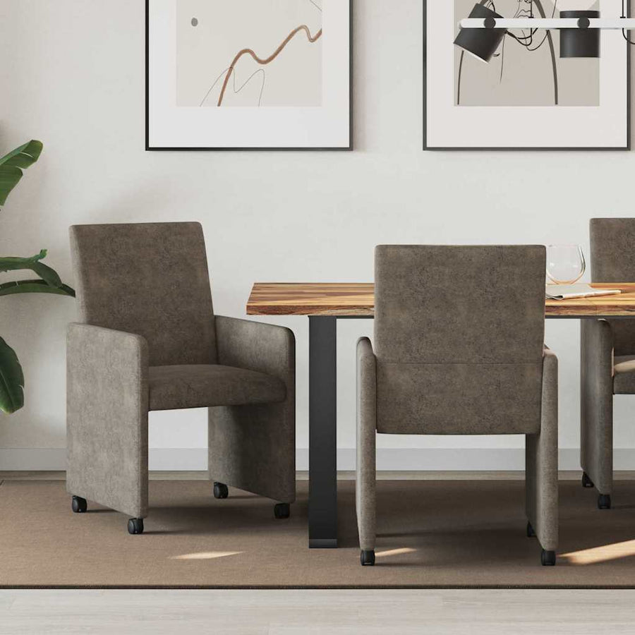 Eetstoelen 2 pcs Donkergrijs 57 x 66 x 94 cm Faux suede leer