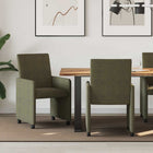 Eetkamerstoelen 2 stuks legergroen met wieltjes