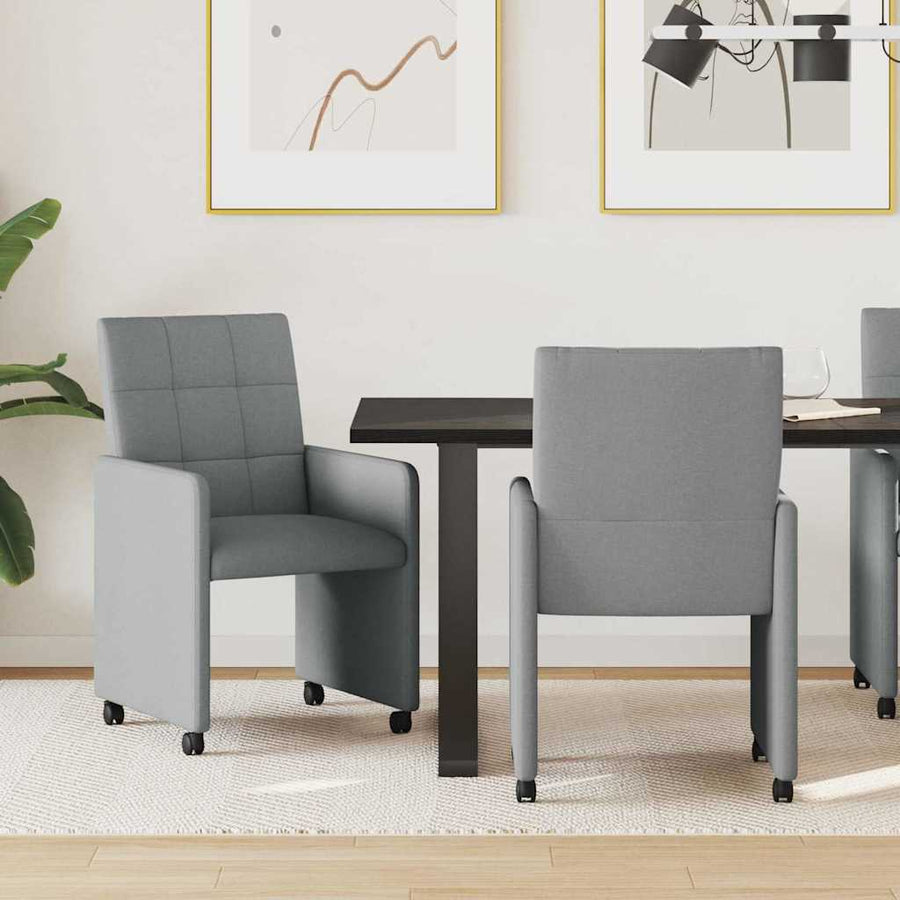 Eetstoelen met wielen 2 pcs Lichtgrijs 58 x 65 x 94 cm Stof