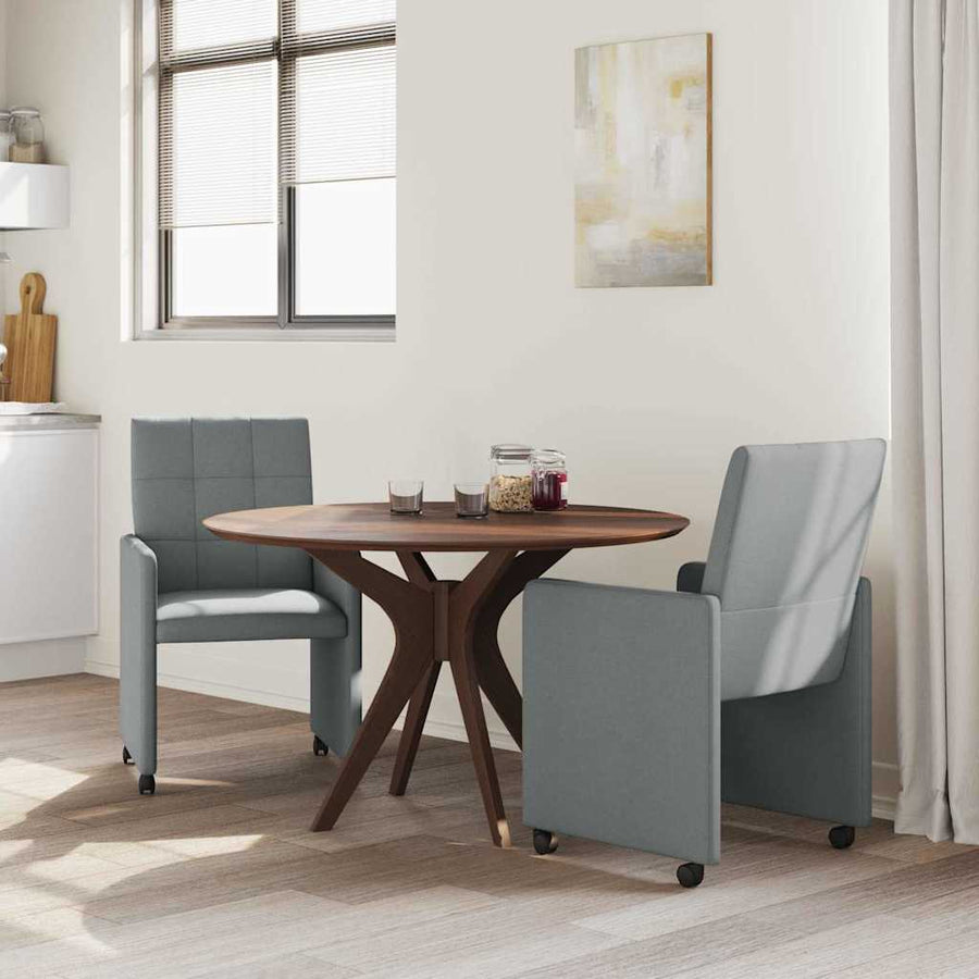 Eetstoelen met wielen 2 pcs Lichtgrijs 58 x 65 x 94 cm Stof