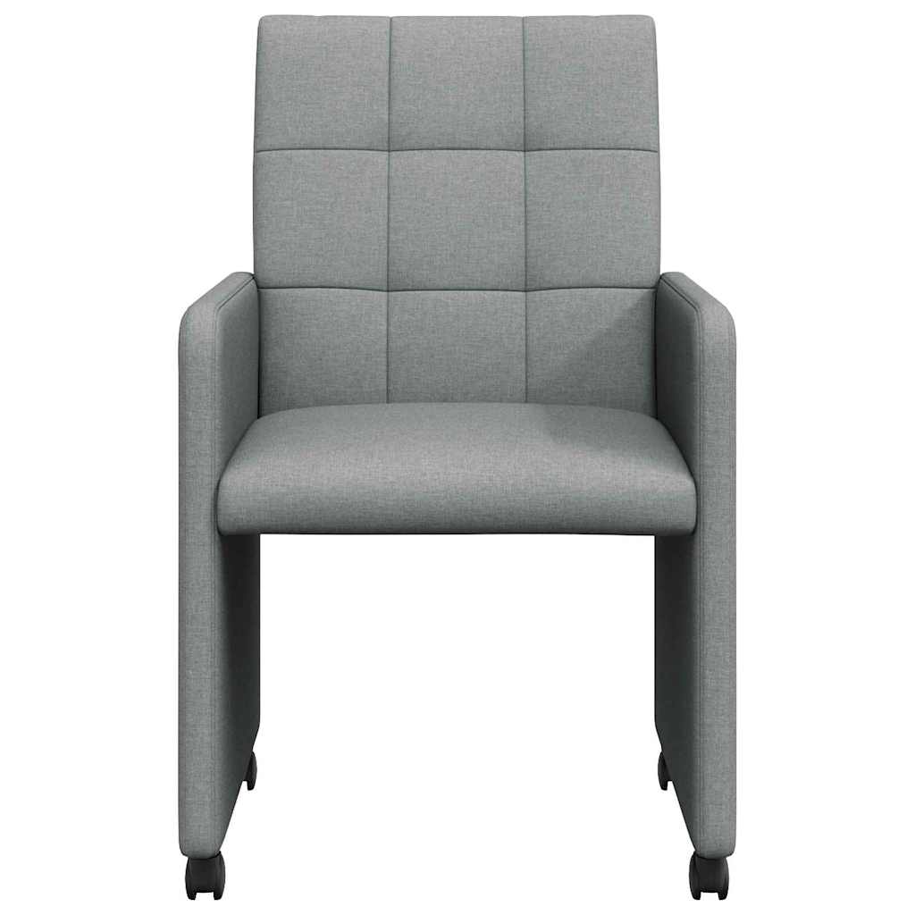 Eetstoelen met wielen 2 pcs Lichtgrijs 58 x 65 x 94 cm Stof