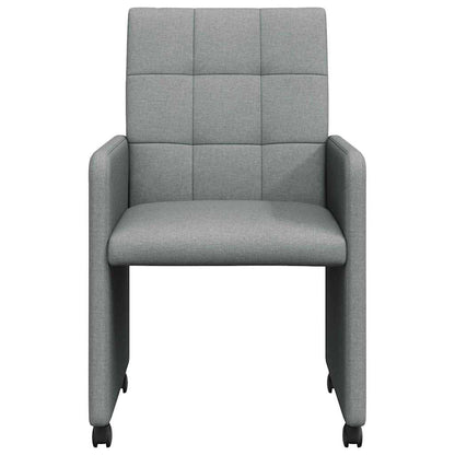 Eetstoelen met wielen 2 pcs Lichtgrijs 58 x 65 x 94 cm Stof