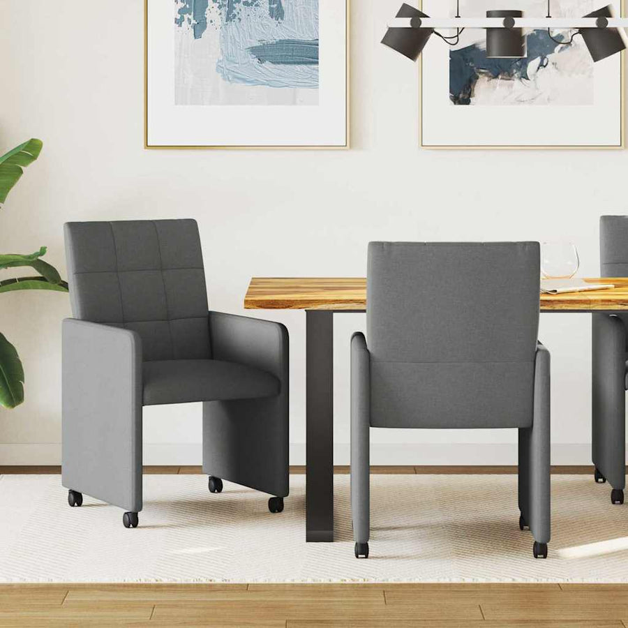 Eetstoelen met wielen 2 pcs Donkergrijs 58 x 65 x 94 cm Stof