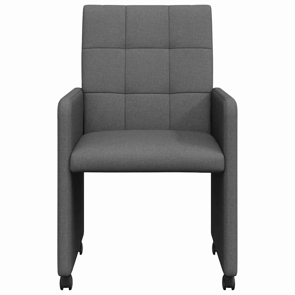 Eetstoelen met wielen 2 pcs Donkergrijs 58 x 65 x 94 cm Stof