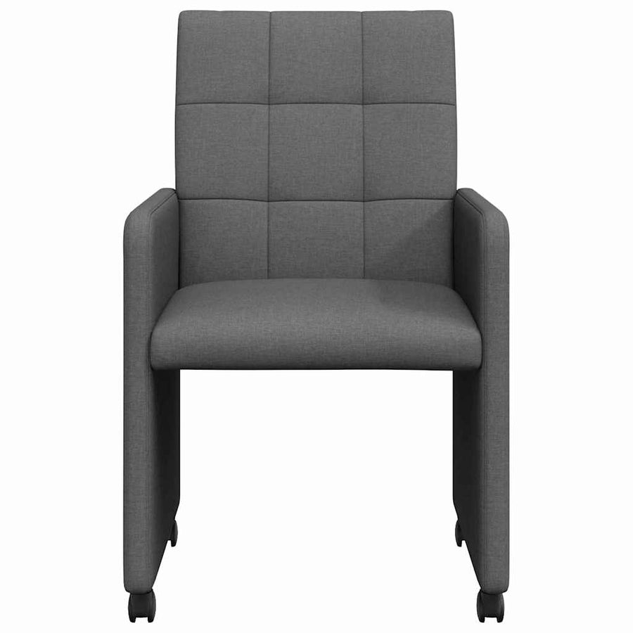 Eetstoelen met wielen 2 pcs Donkergrijs 58 x 65 x 94 cm Stof