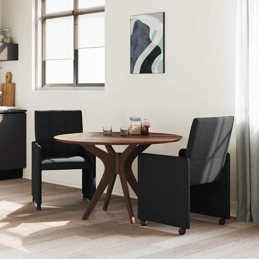 Eetstoelen met wielen 2 pcs Zwart 58 x 65 x 94 cm Stof