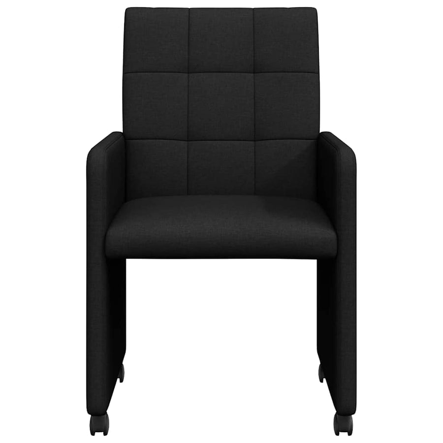 Eetstoelen met wielen 2 pcs Zwart 58 x 65 x 94 cm Stof