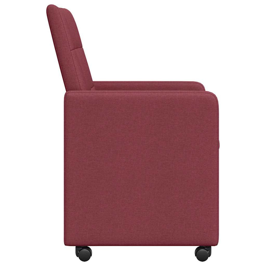 Eetstoelen met wielen 2 pcs Wijnrood 58 x 65 x 94 cm Stof