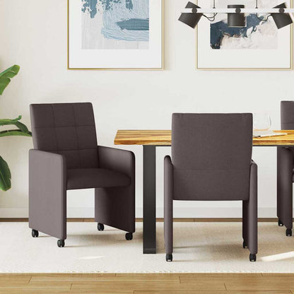 Eetstoelen met wielen 2 pcs Donkerbruin 58 x 65 x 94 cm Stof