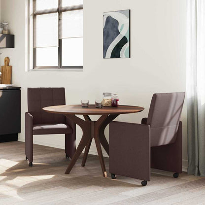 Eetstoelen met wielen 2 pcs Donkerbruin 58 x 65 x 94 cm Stof